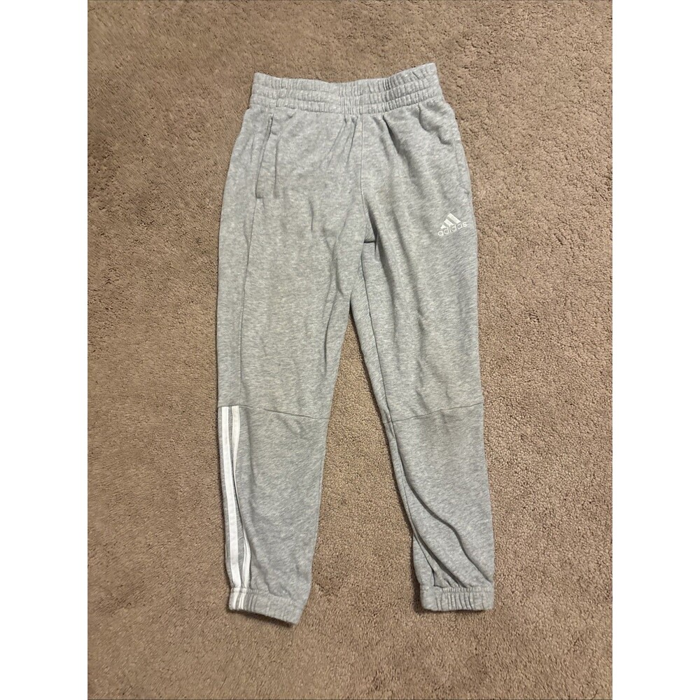 Adidas Kids Gray Melange Fleece Jogger Pants Size 8